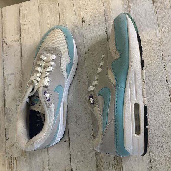 Nike Men’s 8 Air Max 1 OG Anniversary Aqua Sneakers Blue/Purple Sneaker LTD - Picture 14 of 14